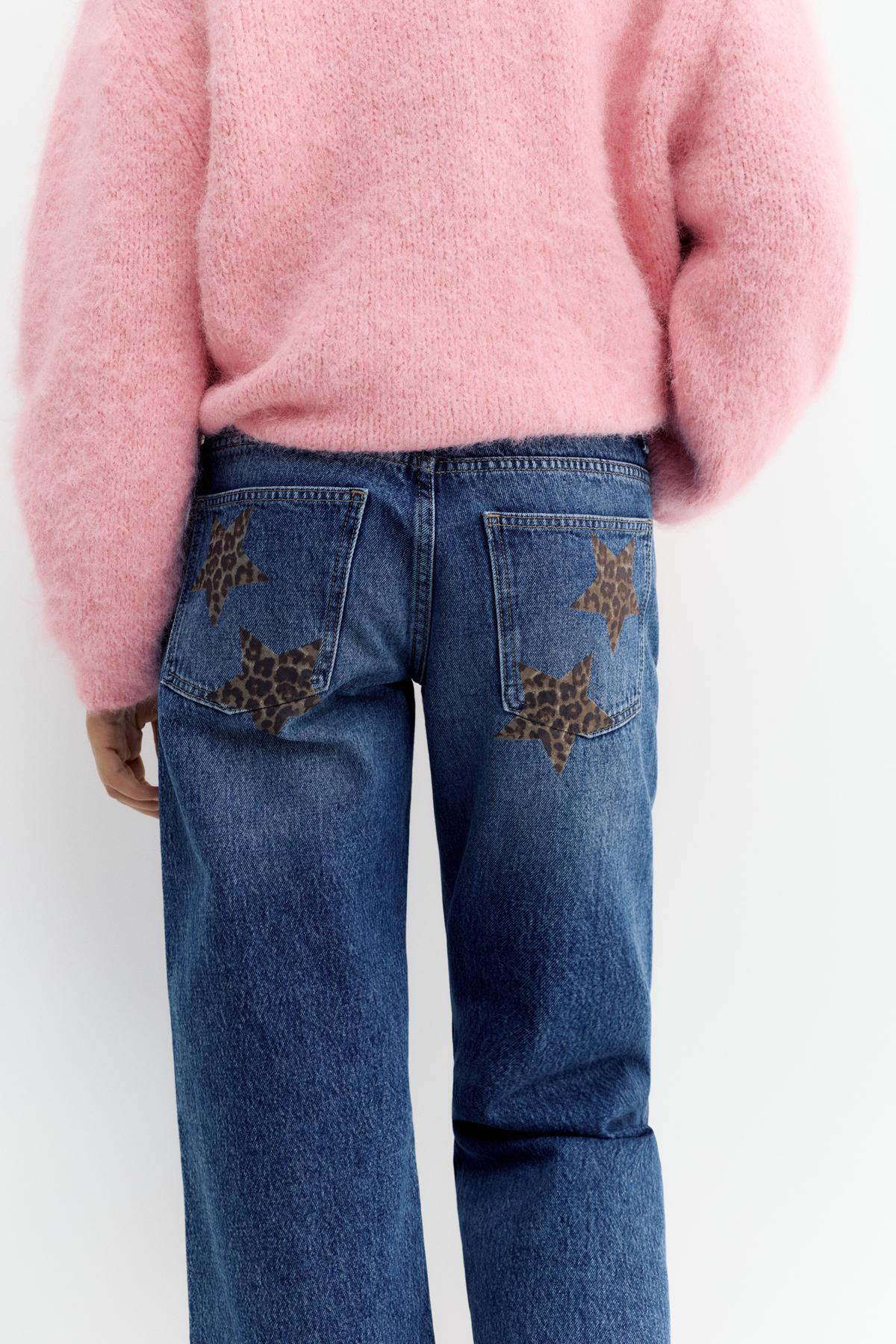 Pull & Bear  Yıldız detaylı straight fit jean - Görsel 4