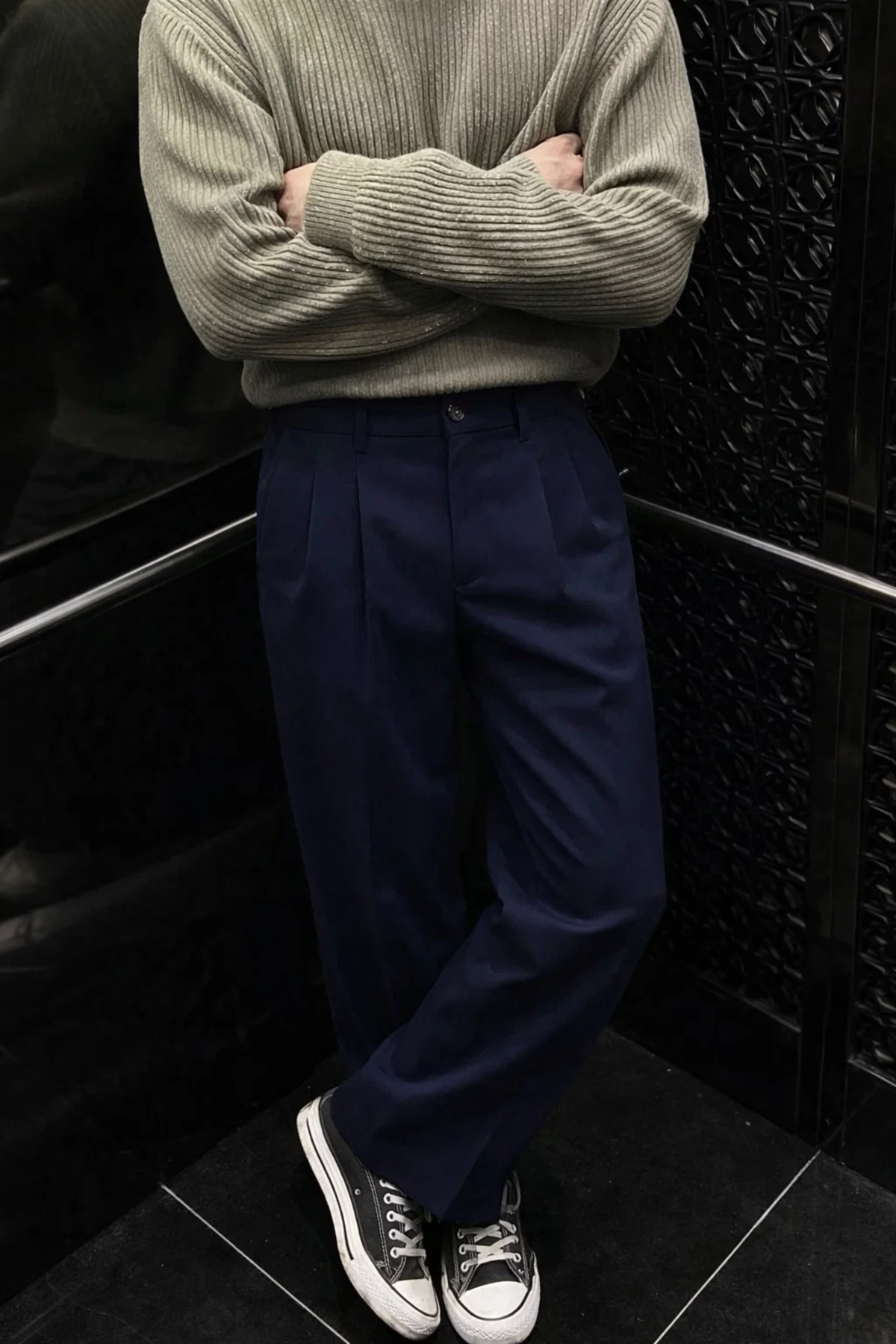 Men's Wide Leg Wide Blue Baggy Pants