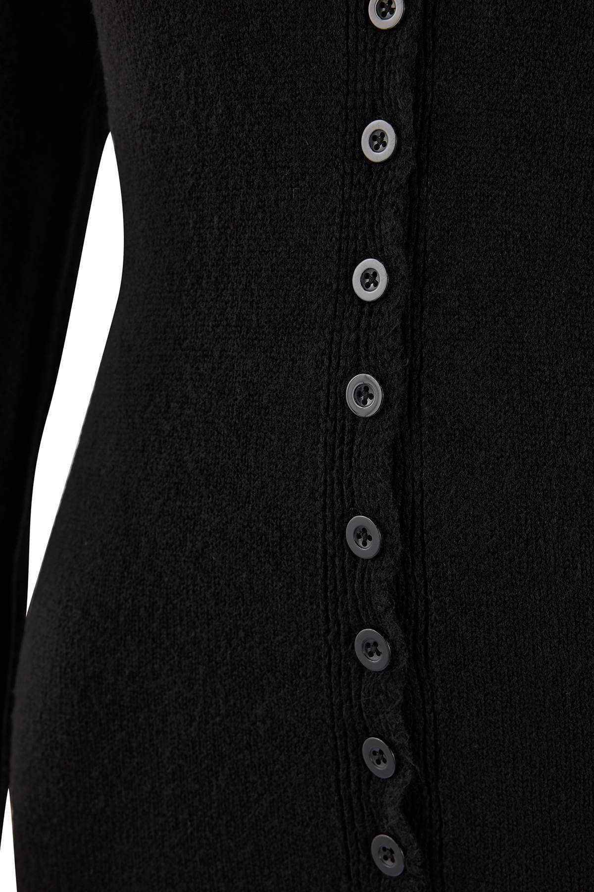 Trendyolmilla  Siyah Yumuşak Dokulu V Yaka Hırka/Elbise Çift Kullanım Triko Hırka TBBAW26AV00062 - Görsel 4