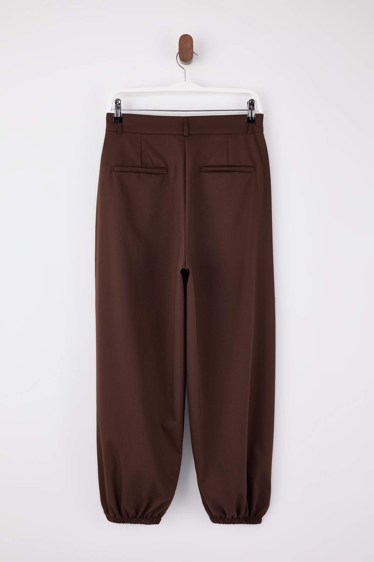 Trendyolmilla  Koyu Kahverengi Poliviskon Dokuma Şalvar Pantolon TWOSS26PL00039 - Görsel 8