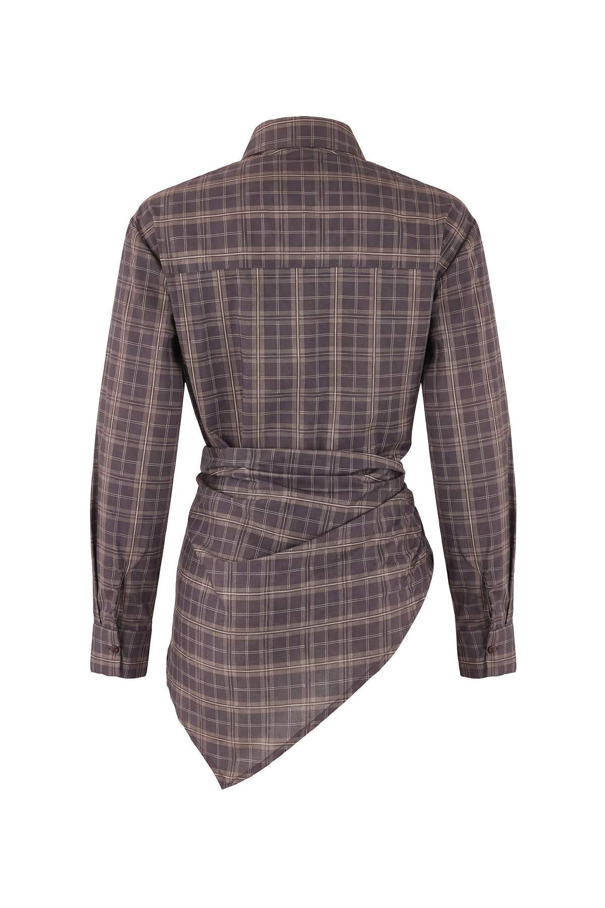 Trendyolmilla  Çok Renkli-Kahverengi Çıkarılabilir Fular Detaylı Gömlek TWOSS26GO00008 - Görsel 9