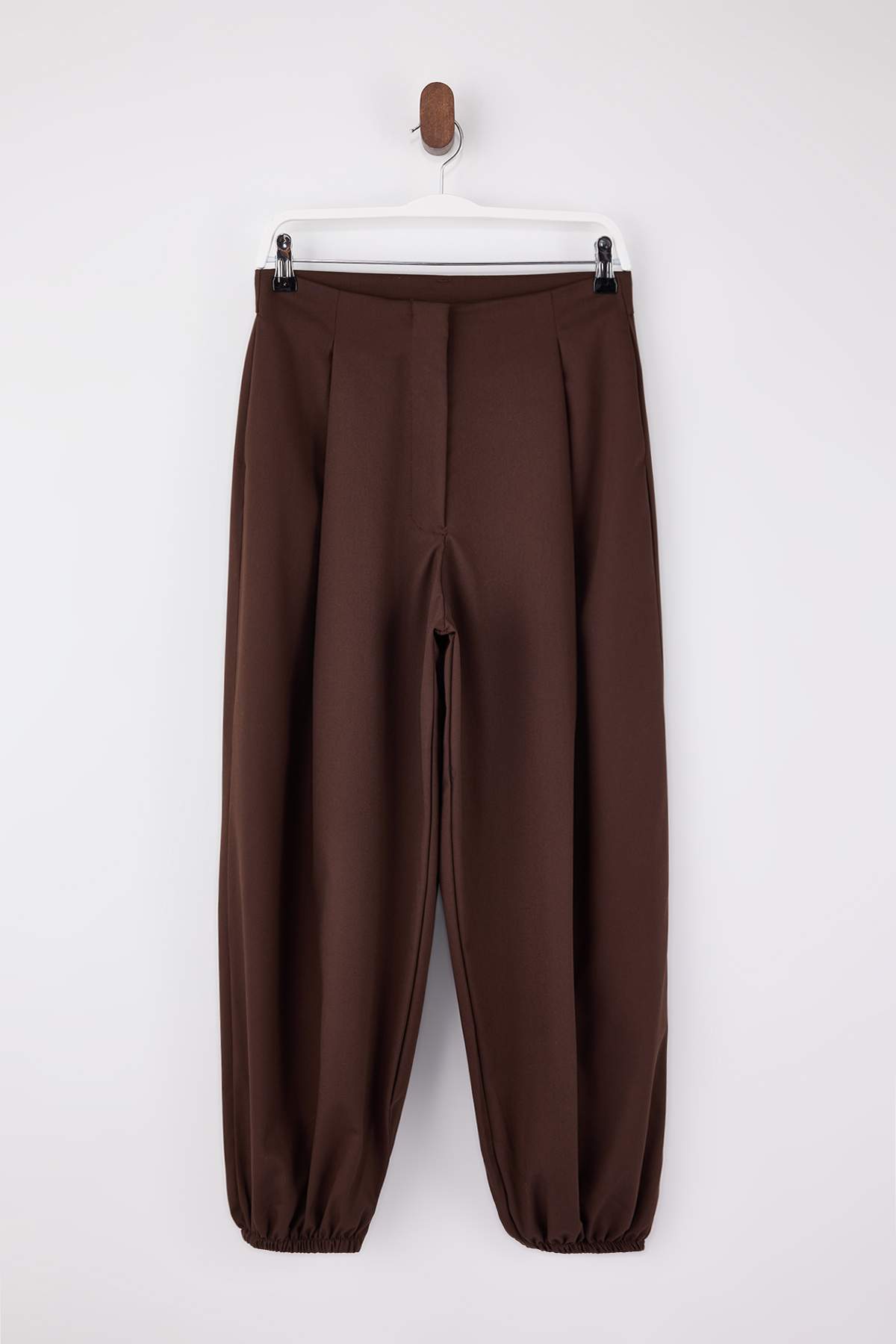 Trendyolmilla  Koyu Kahverengi Poliviskon Dokuma Şalvar Pantolon TWOSS26PL00039 - Görsel 5