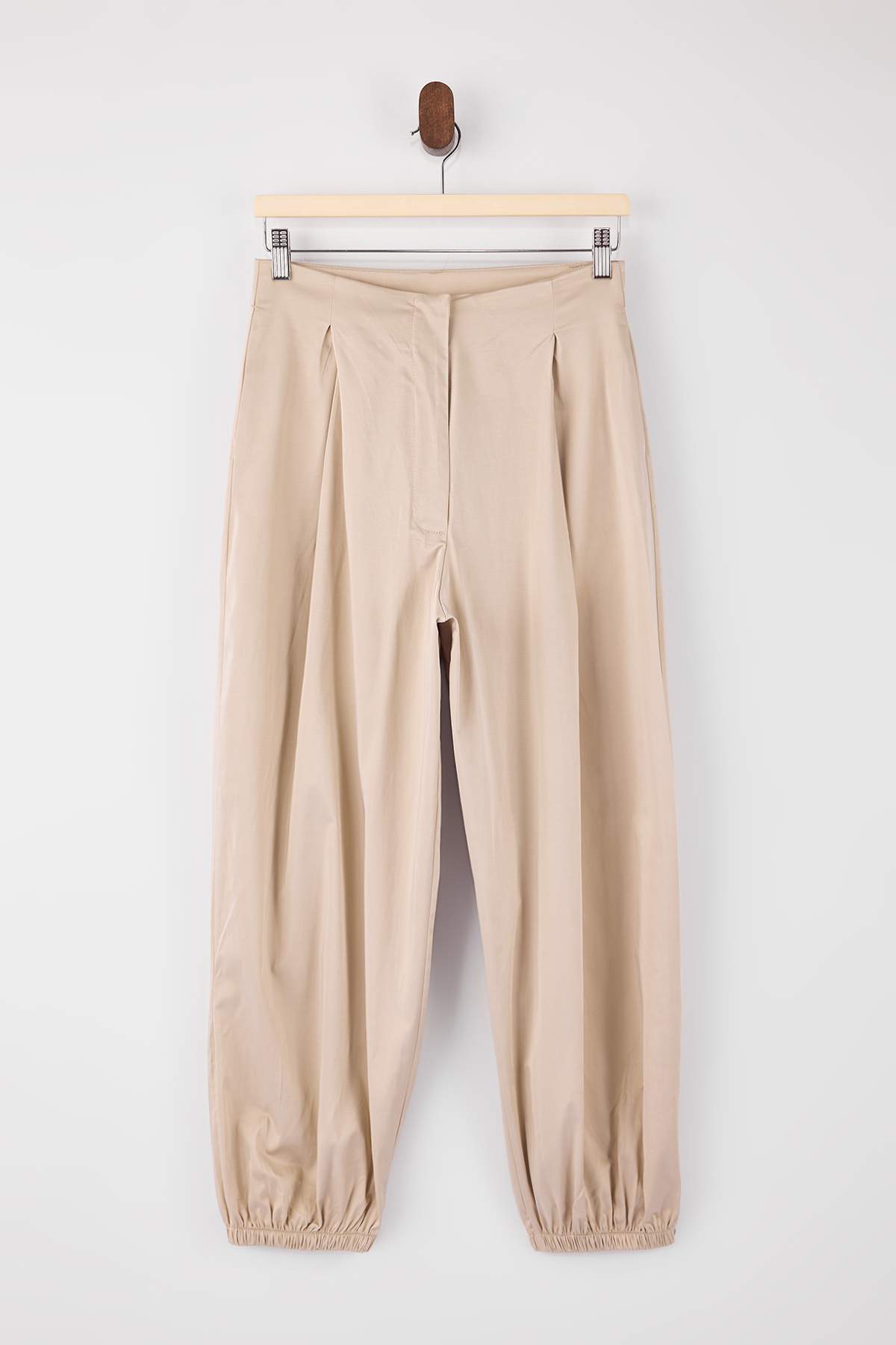 Trendyolmilla  Bej Balon/Şalvar Dokuma Pantolon TWOSS26PL00037 - Görsel 5