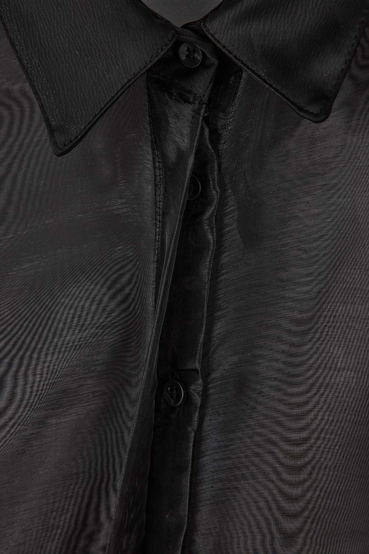 Trendyolmilla  Siyah Organze Geniş Kesim Astarsız Party Gömlek TPRSS26GO00001 - Görsel 6