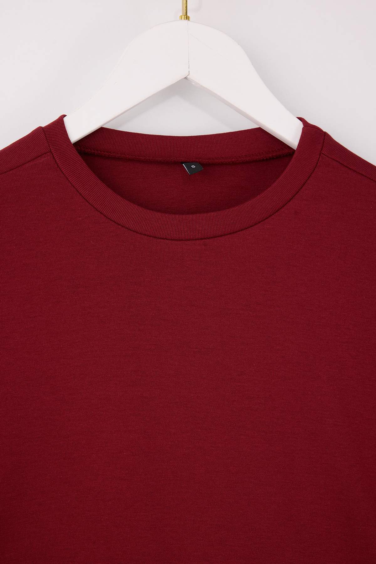 Trendyolmilla  Bordo Relaxed Düşük Kol Kısa Kollu Boru Paça Pamuk Ribana Örme Alt-Üst Takım TWOSS26AU00035 - Görsel 6