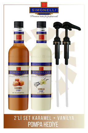 Simonelli Kahve Ve Kokteyl Şurubu Karamel Aromalı Vanilya Aromalı 700 ml Pomp...