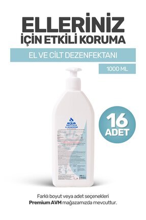 AQUASEPTICA (16 ADET) El ve Cilt Dezenfektanı 1000 ml – Durulama Gerektirmeye...