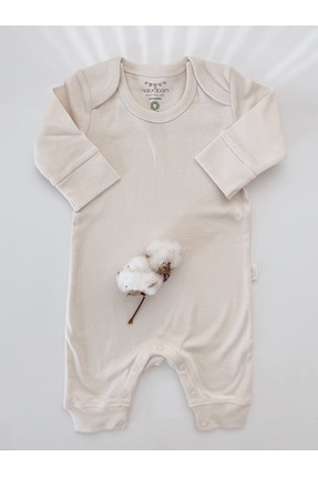 Naturaborn Gots Organik Sertifikalı Patiksiz Uzun Kollu Manşetli Tulum