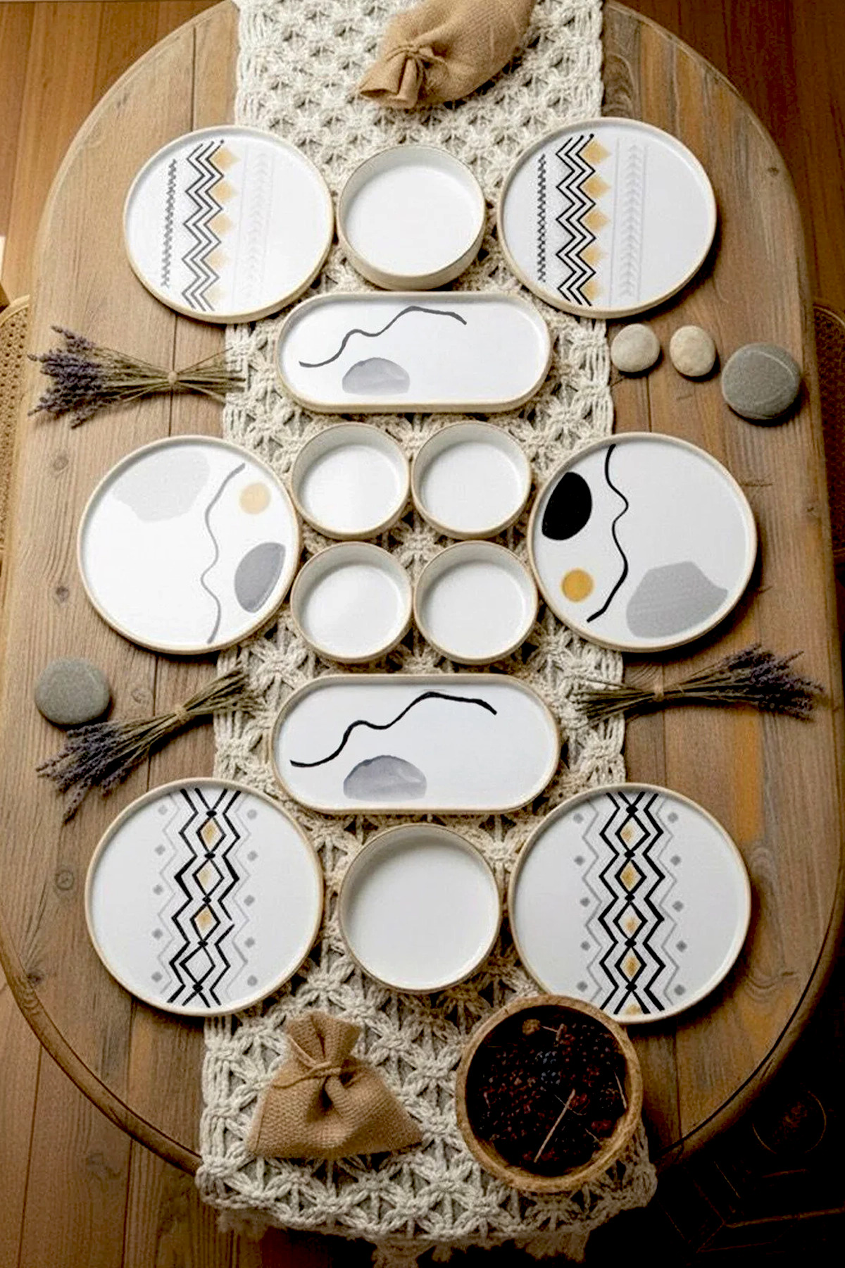 14-Piece Axial Stackable Breakfast Set for 6 - Luxury Breakfast Set Serving Plate