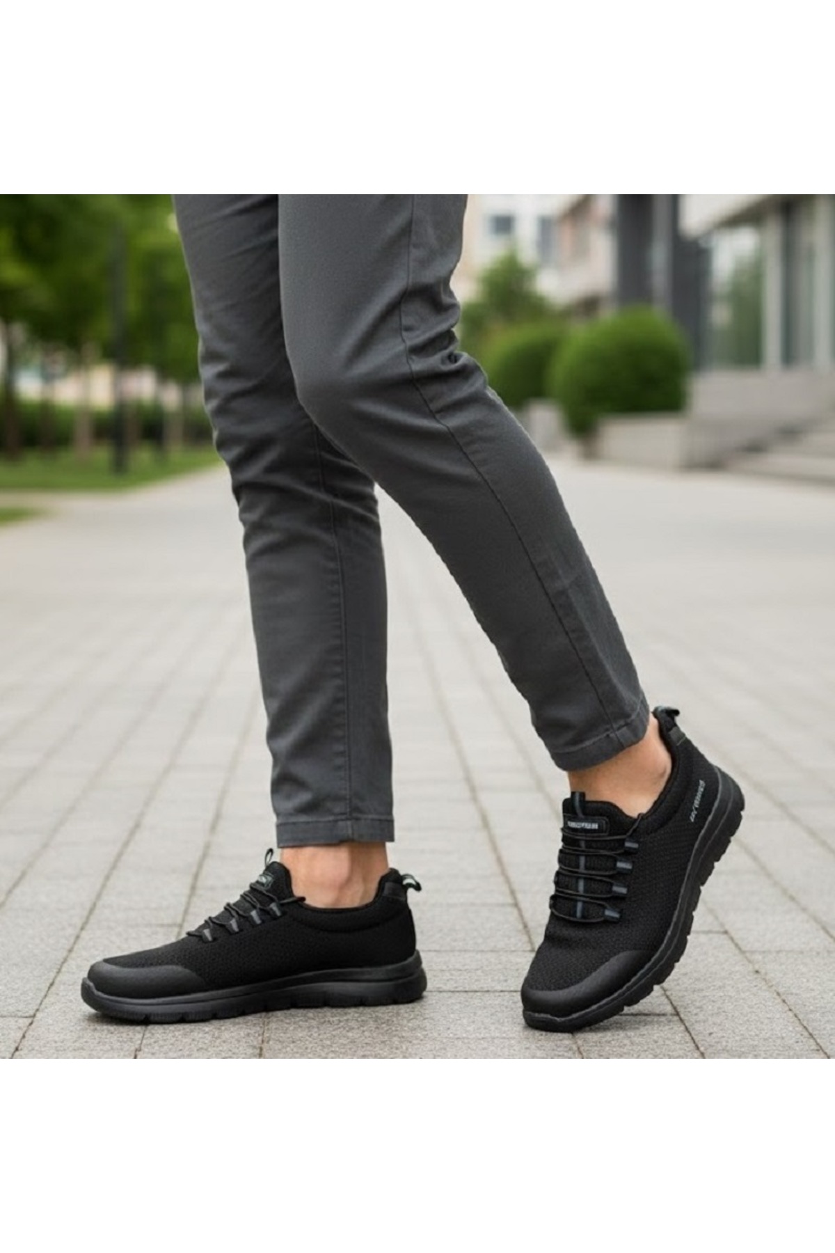 Erkek Siyah Hafif Esnek Günlük Ortopedik Rahat Yürüyüş Koşu Antreman Sneaker Spor Ayakkabı — مشکی 085