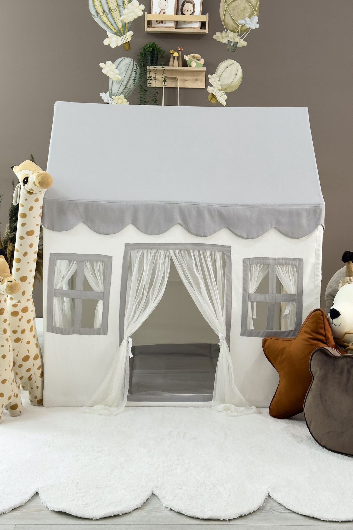 Miniden Çocuk Oyun Evi Gri Renkli Oyun Çadırı Oyun Alanı fotoğrafı 2 (önizleme)