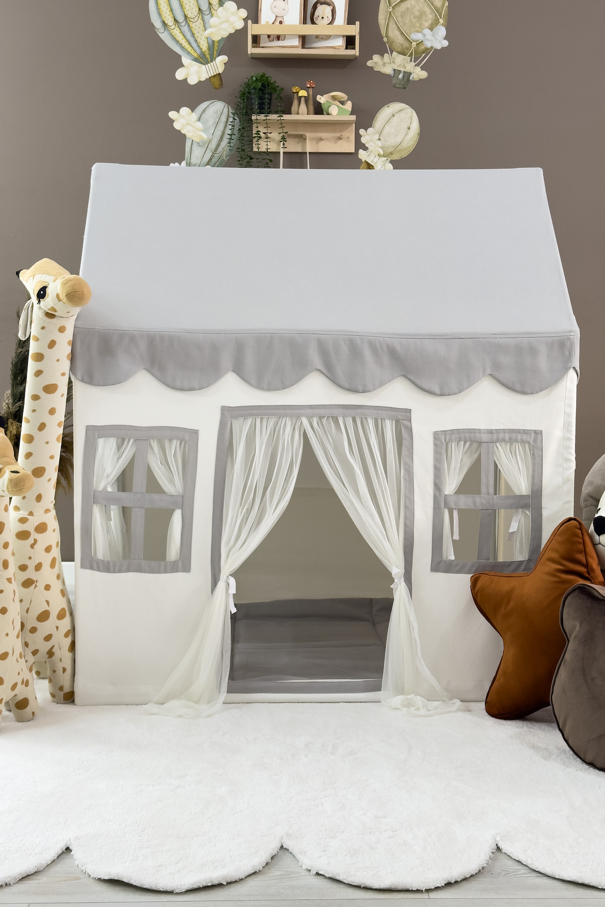 Miniden Çocuk Oyun Evi Gri Renkli Oyun Çadırı Oyun Alanı fotoğrafı 5 (önizleme)