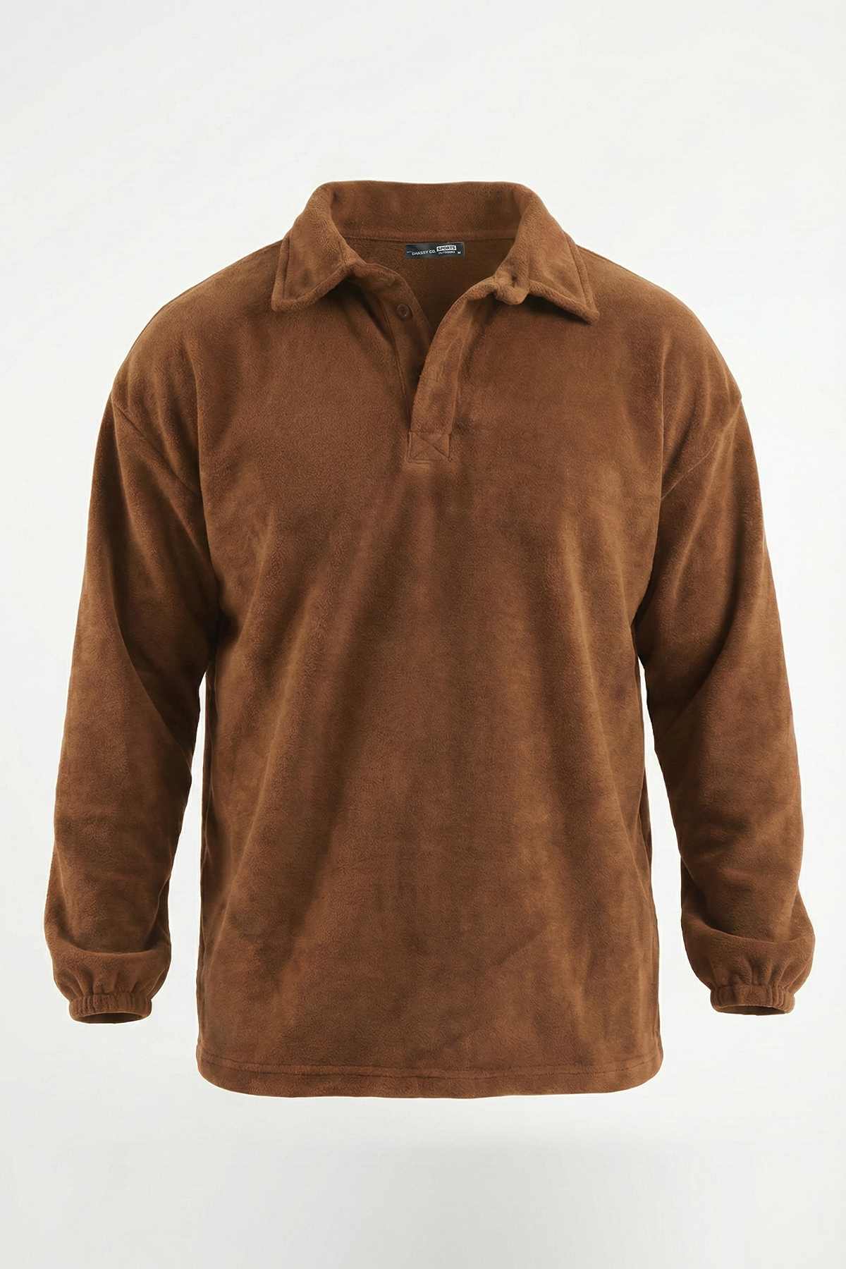 Ghassy Co. Erkek Oversize Ayarlanabilir Bel Lastikli Gömlek Yaka Polar Sweatshirt