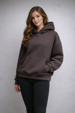 MIRENNA UNISEX Sweatshirt Kapşonlu Kanguru Cepli içi polarlı, Şardonlu 3 ipli...