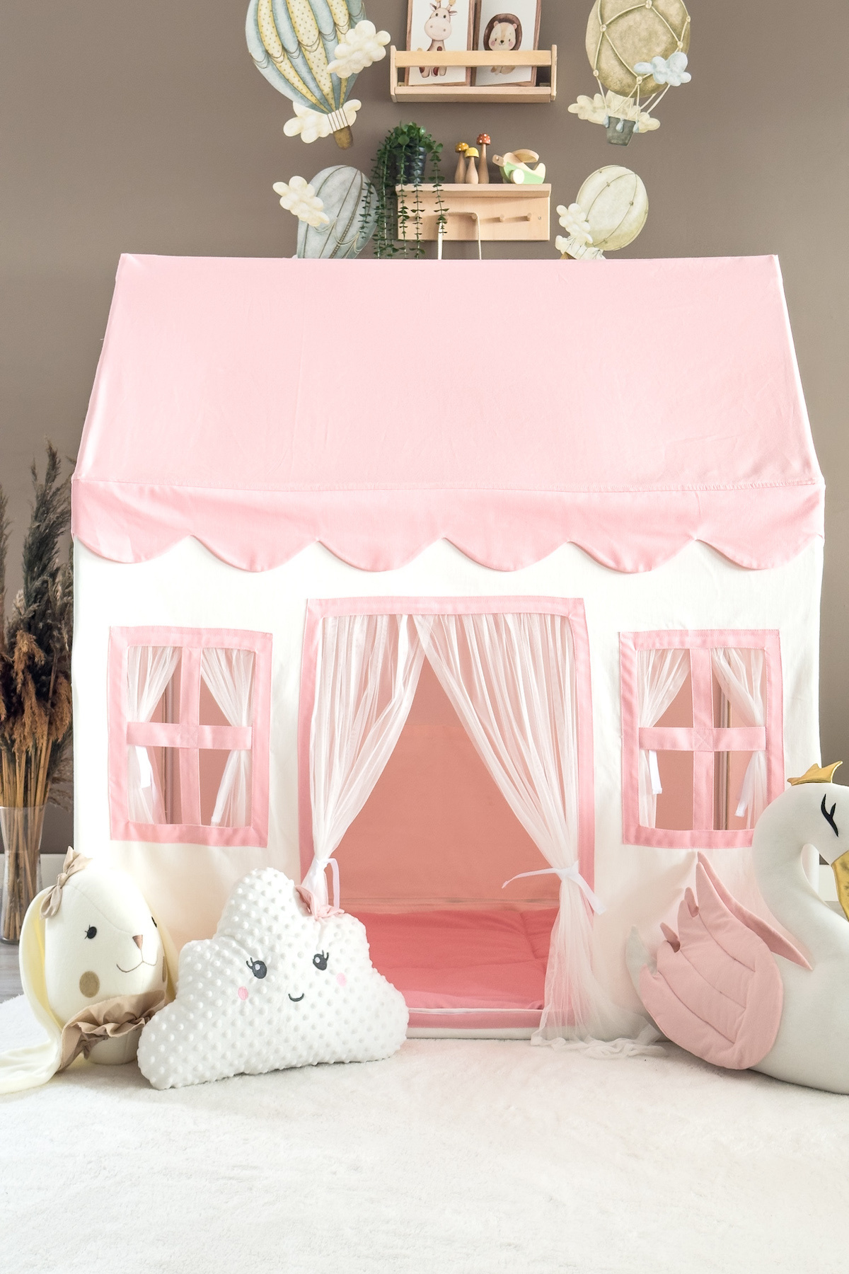 Miniden Çocuk Oyun Evi Pembe Renkli Oyun Çadırı Oyun Alanı Toz Pembe fotoğrafı 7 (önizleme)