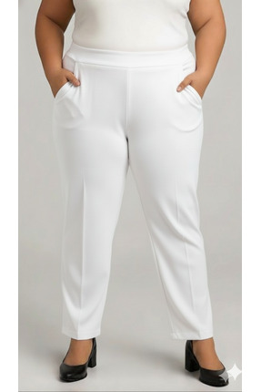 AKŞEN GİYİM Büyük Beden Kadın Enine Boyuna Likralı Scuba Krep Kumaş Klasik Ke...