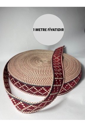 MİKSAJ BORDO EKRU ETNİK DESEN DOKUMA ŞERİT