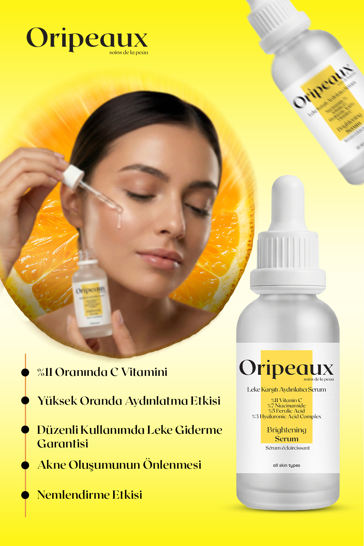 Leke Karşıtı Aydınlatıcı C Vitamini Cilt Serumu 30 ml (%11Cvit. 7%Niac. 5%Fer. Ac. 3%Hya.Acid.) — TYC1JTT7BN169503836795342 — تصویر 2 از 3