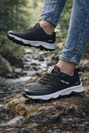 Projack Siyah Beyaz Ortopedik Günlük Spor Ayakkabı