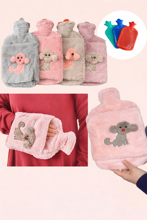 M Mimoza Park Peluş Kılıflı Köpek Emojili Sıcak Su Torbası 2 Litre