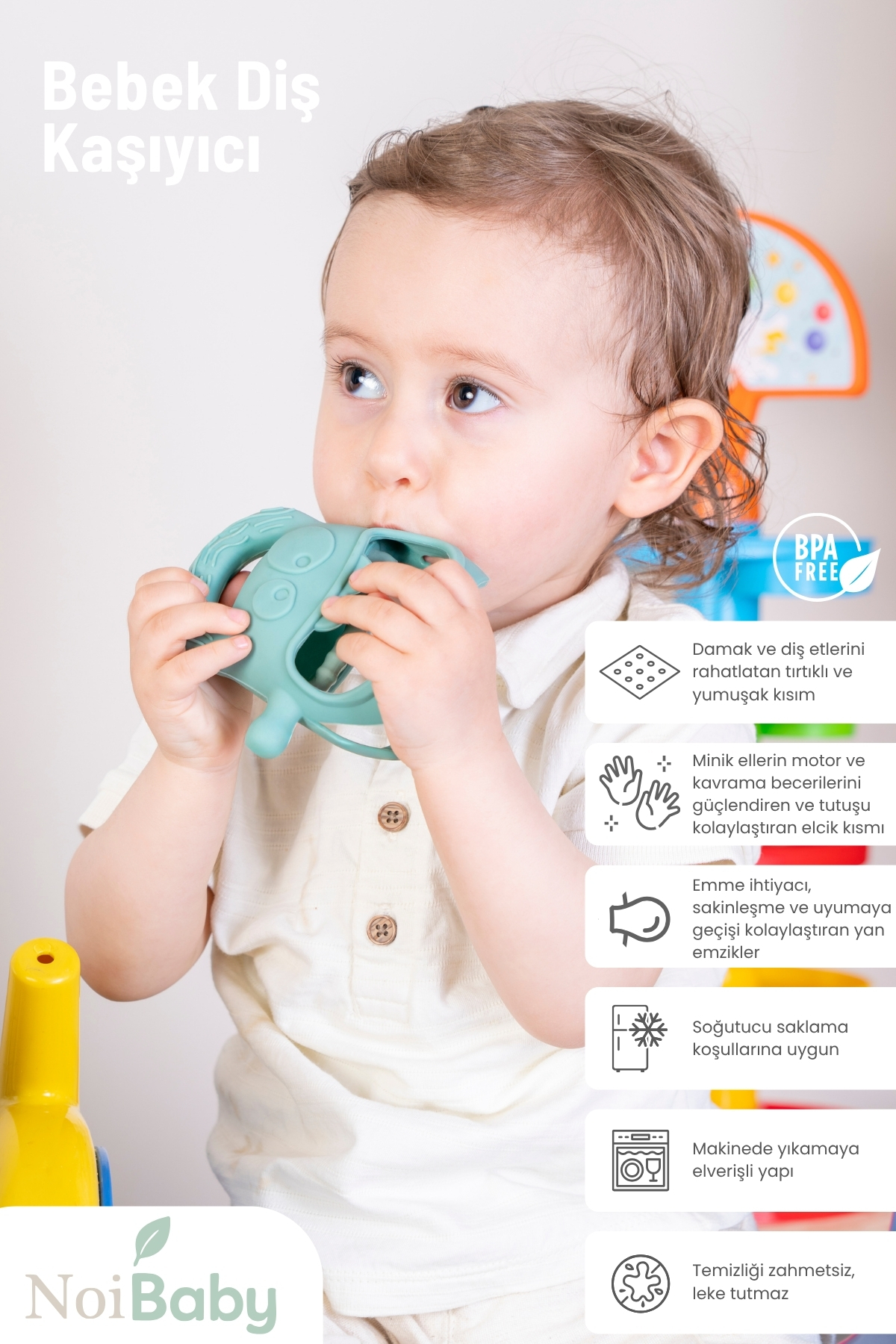 NoiBaby Bebek Diş Kaşıyıcı Silikon - Yeşil fotoğrafı 3 (önizleme)