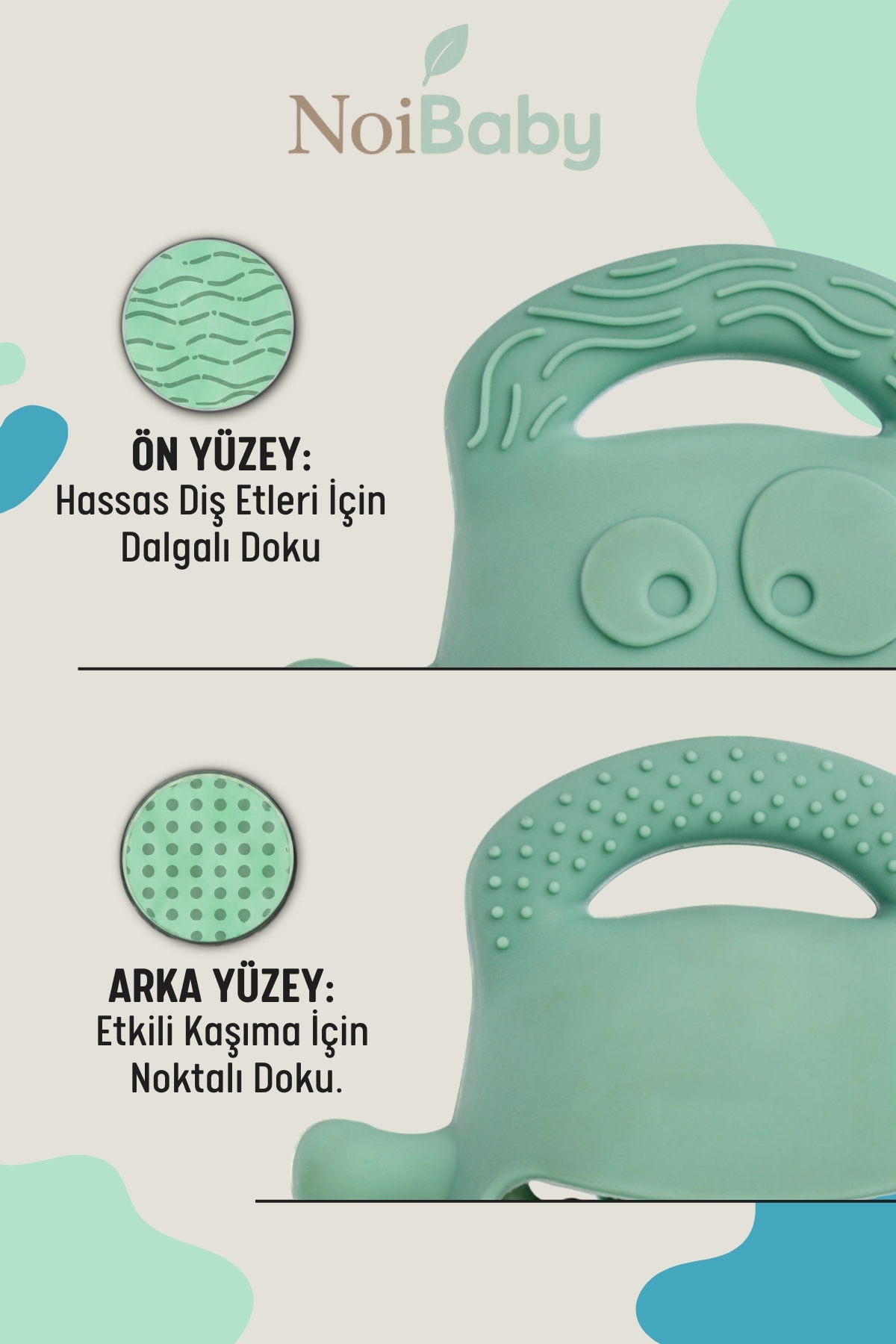 NoiBaby Bebek Diş Kaşıyıcı Silikon - Yeşil fotoğrafı 4 (önizleme)