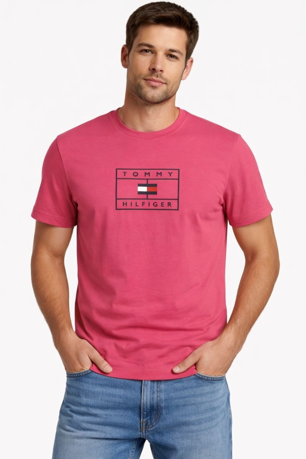 تامی هیلفیگر تی شرت مردانه طرح لوگو ساده نخی