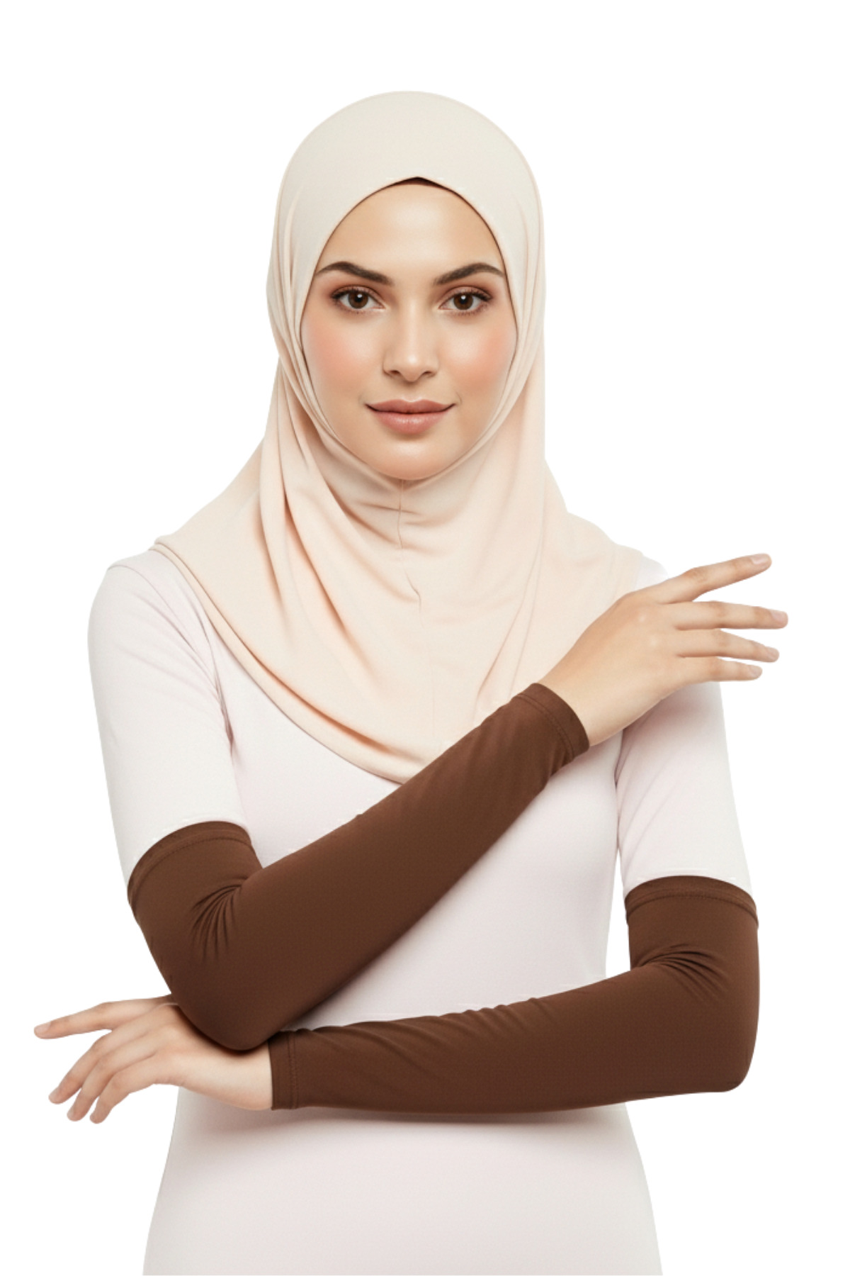 Practical Hijab Sleeves Combed Cotton Prayer Sleeves Plain - Light Chocolate
