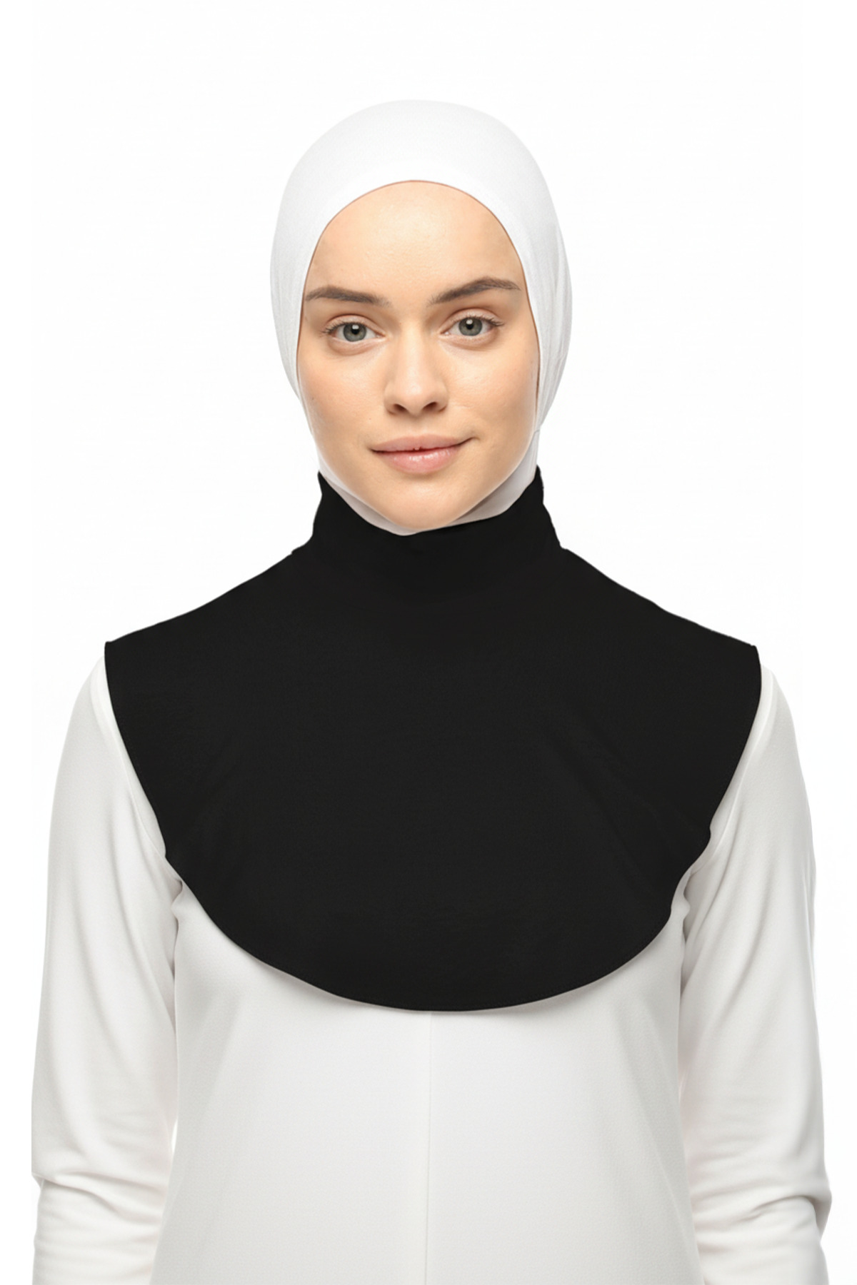 Plain Turtleneck Combed Cotton Modest Neck Collar - Black