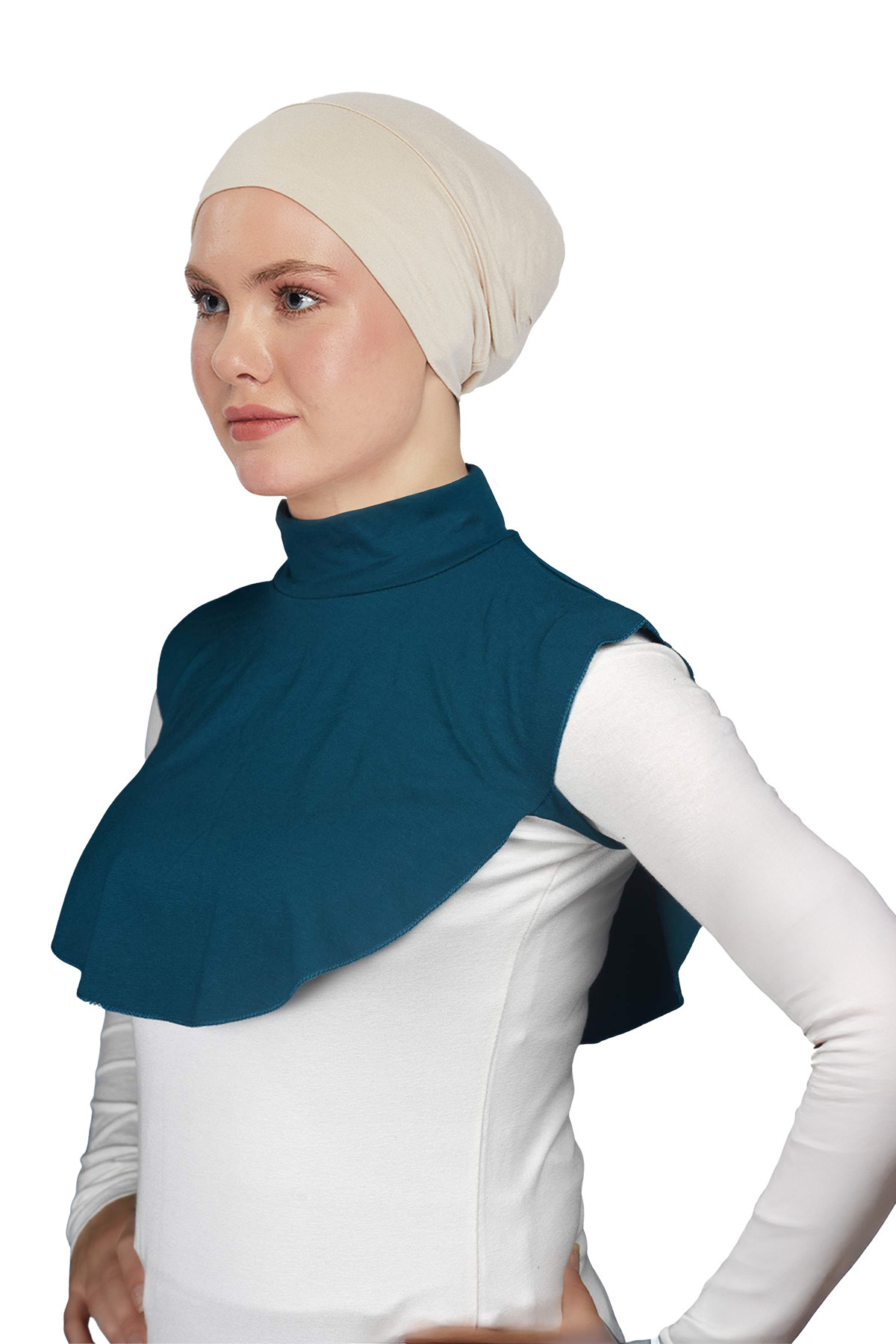 Plain Turtleneck Combed Cotton Modest Neck Collar - Oil Color