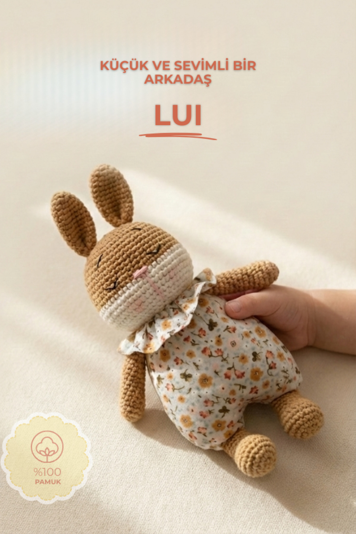 Oyuncak Bebek Amigurumi Örgü Bebek Çocuk Oyun ve Uyku Arkadaşı Tavşan Lui