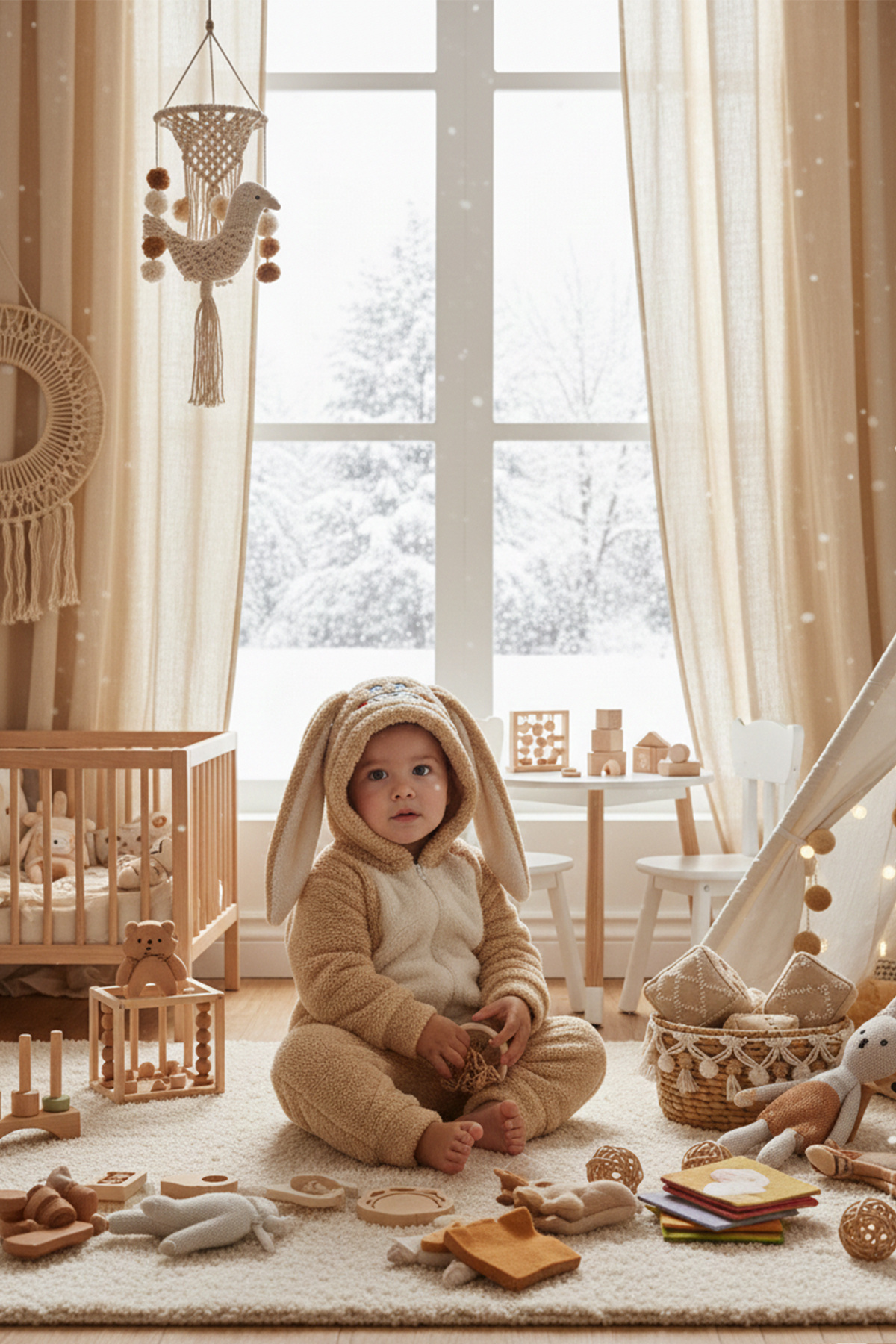 MAHFEL Welsoft Krem Tavşan Modelli Bebek Astronot, Uyku Tulumu fotoğrafı 2 (önizleme)