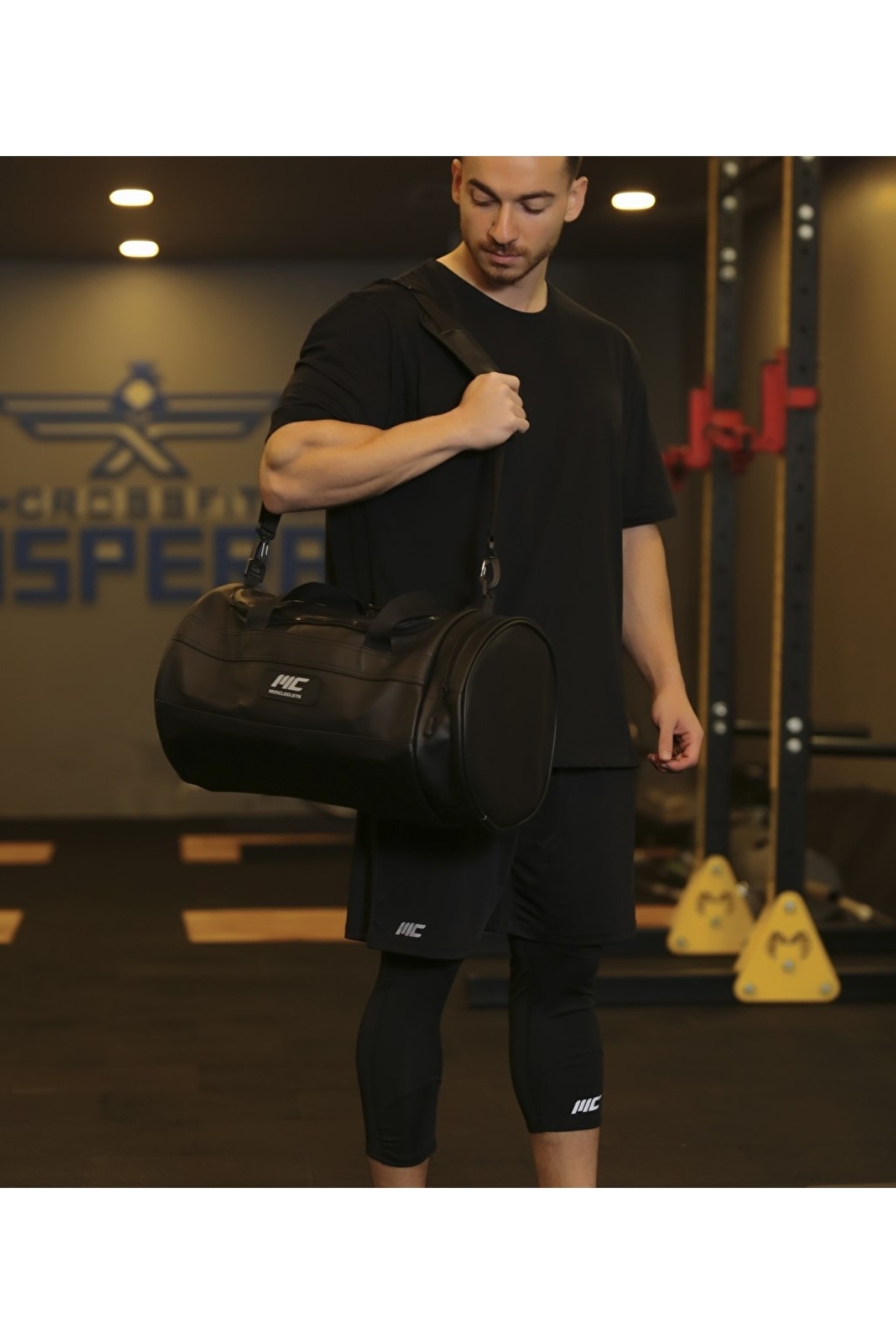 MUSCLECLOTH  Elite Duffel Bag Silindir Spor Çanta Siyah - Görsel 3