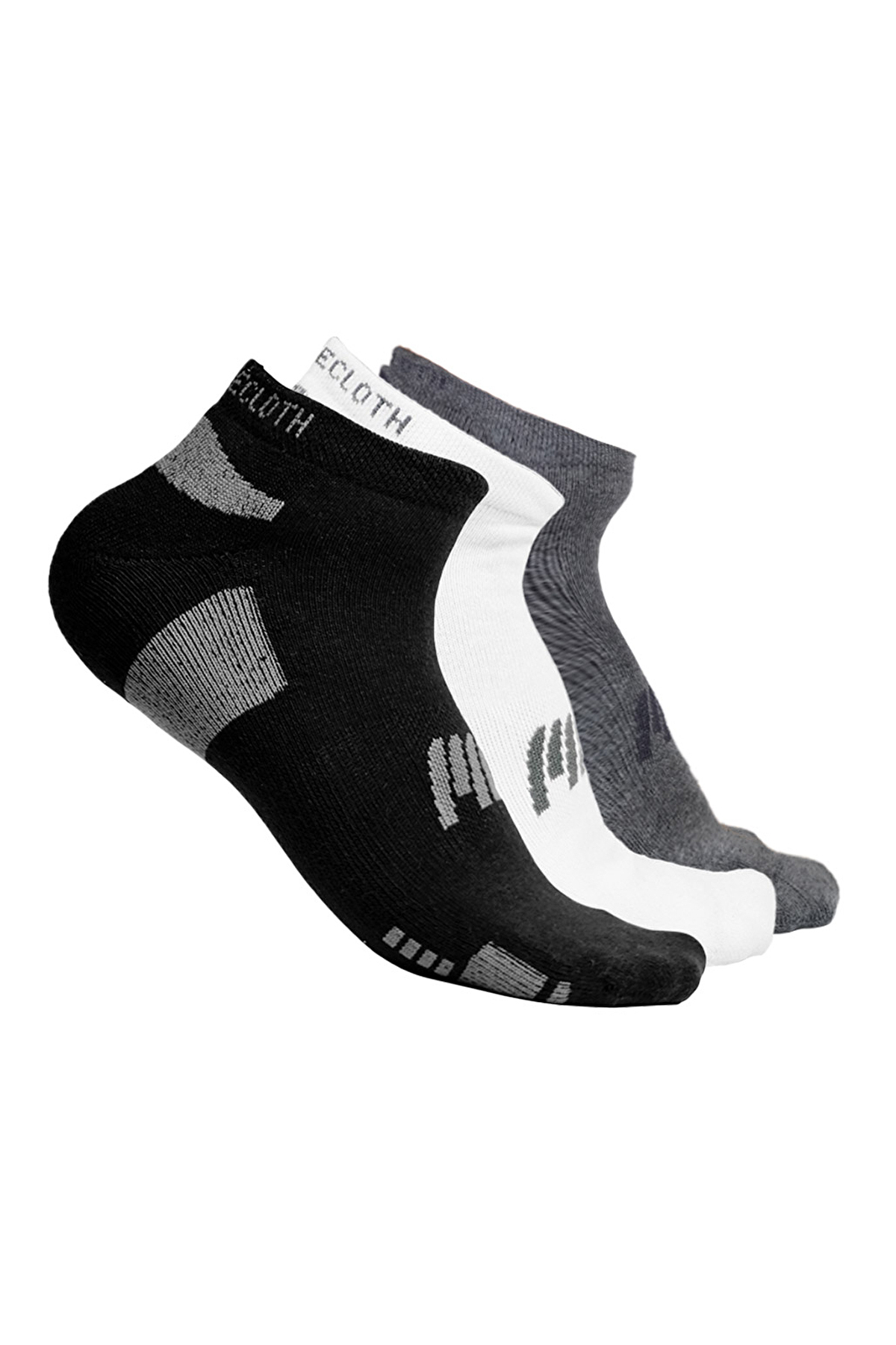MUSCLECLOTH Stay Fresh Çorap 3'Lü Paket Gri Beyaz Siyah
