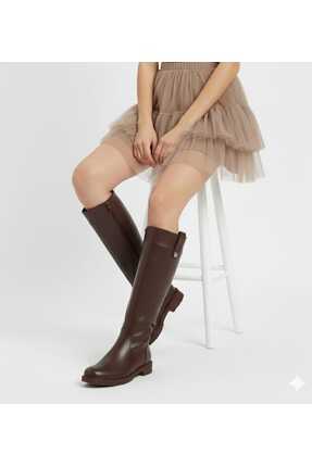 DYG STORE ACI KAHVE DÜĞMELİ MODERN KADIN ÇİZME 142501