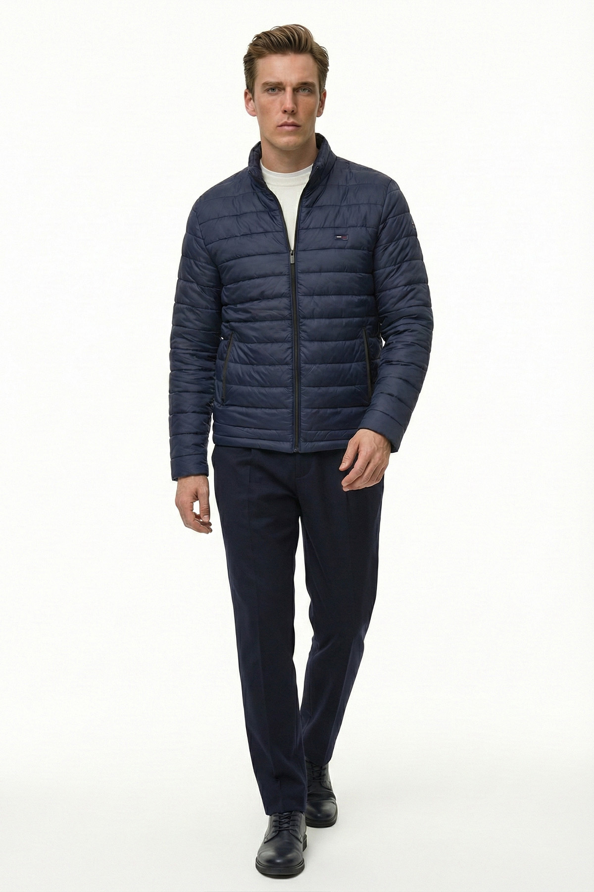 D1fference  Erkek İçi Astarlı Su İtici Rüzgar Geçirmez Hafif Elyaf Dolgulu Dik Yaka Spor Şişme Mont - Görsel 3