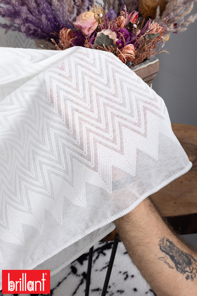 Brillant Keten Dokulu Etek Zikzak İşlemeli Yumuşak Ütü İstemez Kırışmaz Yeni ...