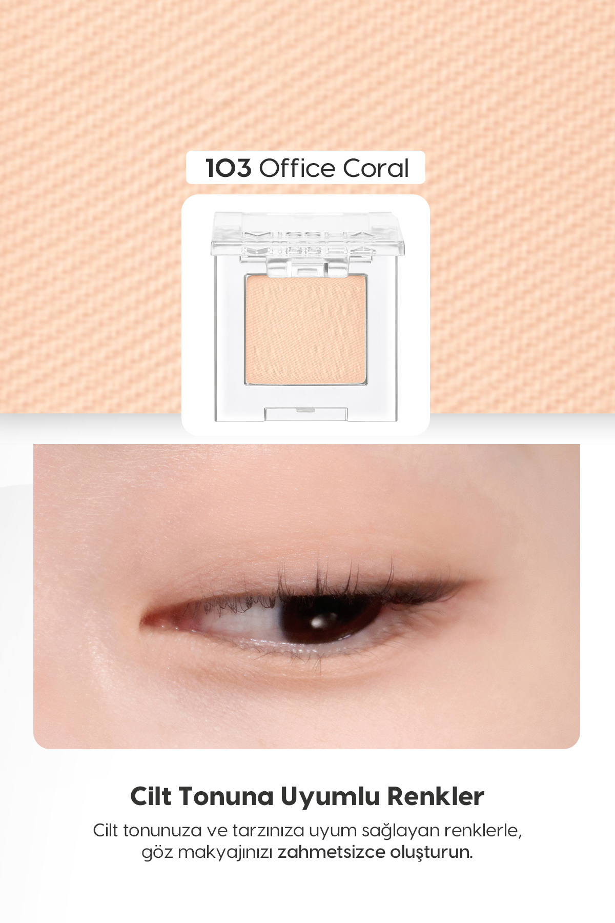 Yumuşak Dokulu, Dökülme Yapmayan Mat Tekli Göz Farı Modern Shadow Matte (103 Office Coral) — بژ 111596 — تصویر 3 از 9