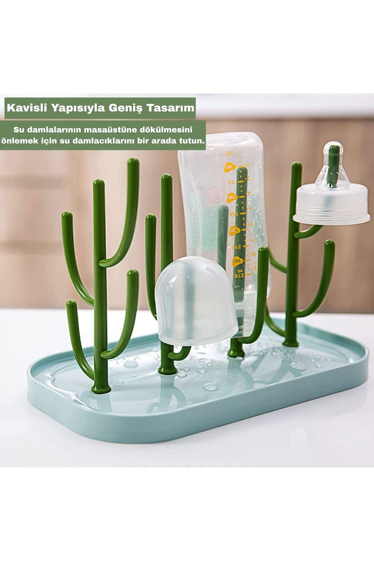 HPYTECH Biberon Kurutma Standı🍼Kaktüs Tasarımlı Biberon,Emzik,Aksesuar Kurutmalığı 🍼 BPA İçermez(Gri) fotoğrafı 2 (önizleme)