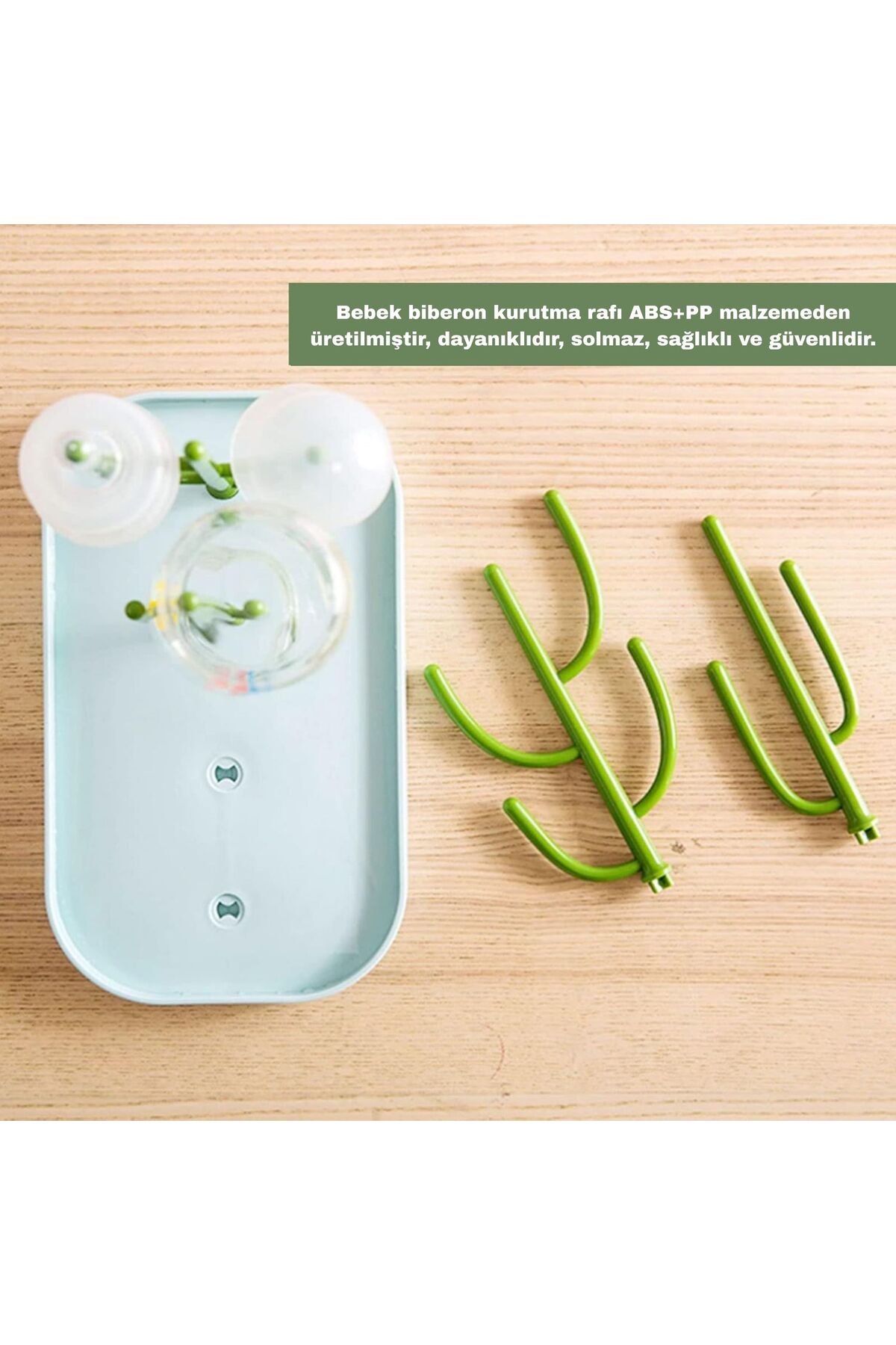 HPYTECH Biberon Kurutma Standı🍼Kaktüs Tasarımlı Biberon,Emzik,Aksesuar Kurutmalığı 🍼 BPA İçermez(Gri) fotoğrafı 7 (önizleme)