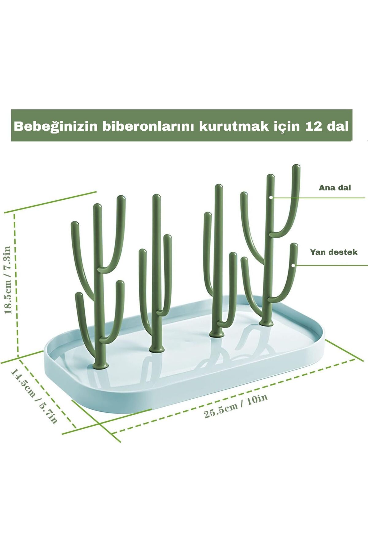 HPYTECH Biberon Kurutma Standı🍼Kaktüs Tasarımlı Biberon,Emzik,Aksesuar Kurutmalığı 🍼 BPA İçermez(Gri) fotoğrafı 6 (önizleme)