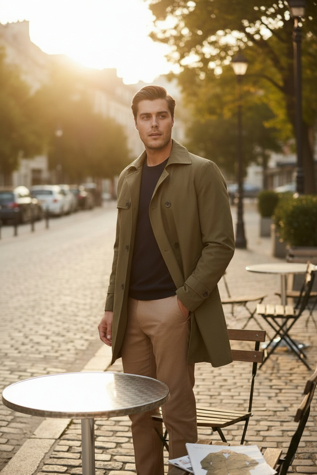 Frappoli  Madrid Erkek Haki Kruvaze Yaka Standard Fit Pamuklu Trençkot - Görsel 2