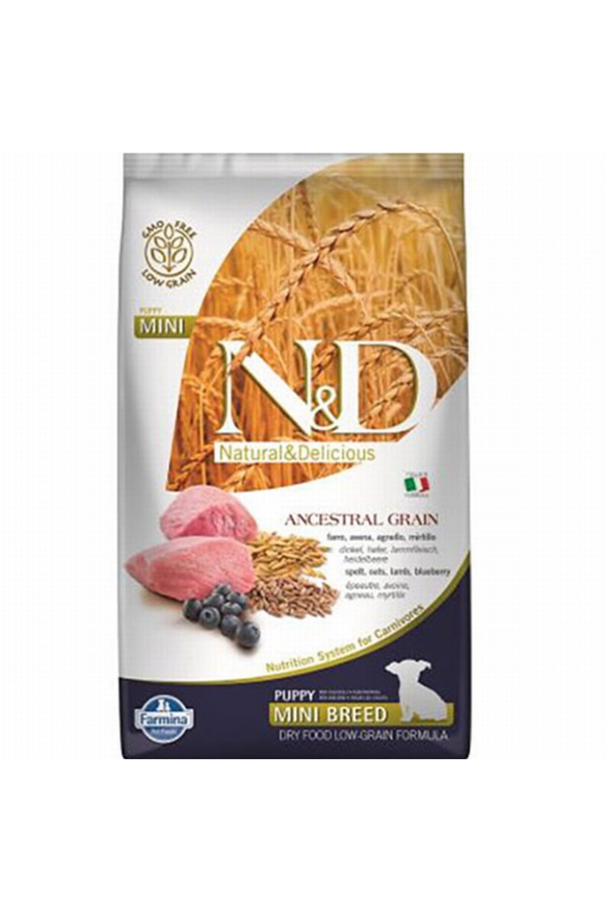 Ancestral Grain Mini Puppy Kuzulu Yaban Mersinli Küçük Irk Düşük Tahıllı Yavru Köpek Maması 2,5