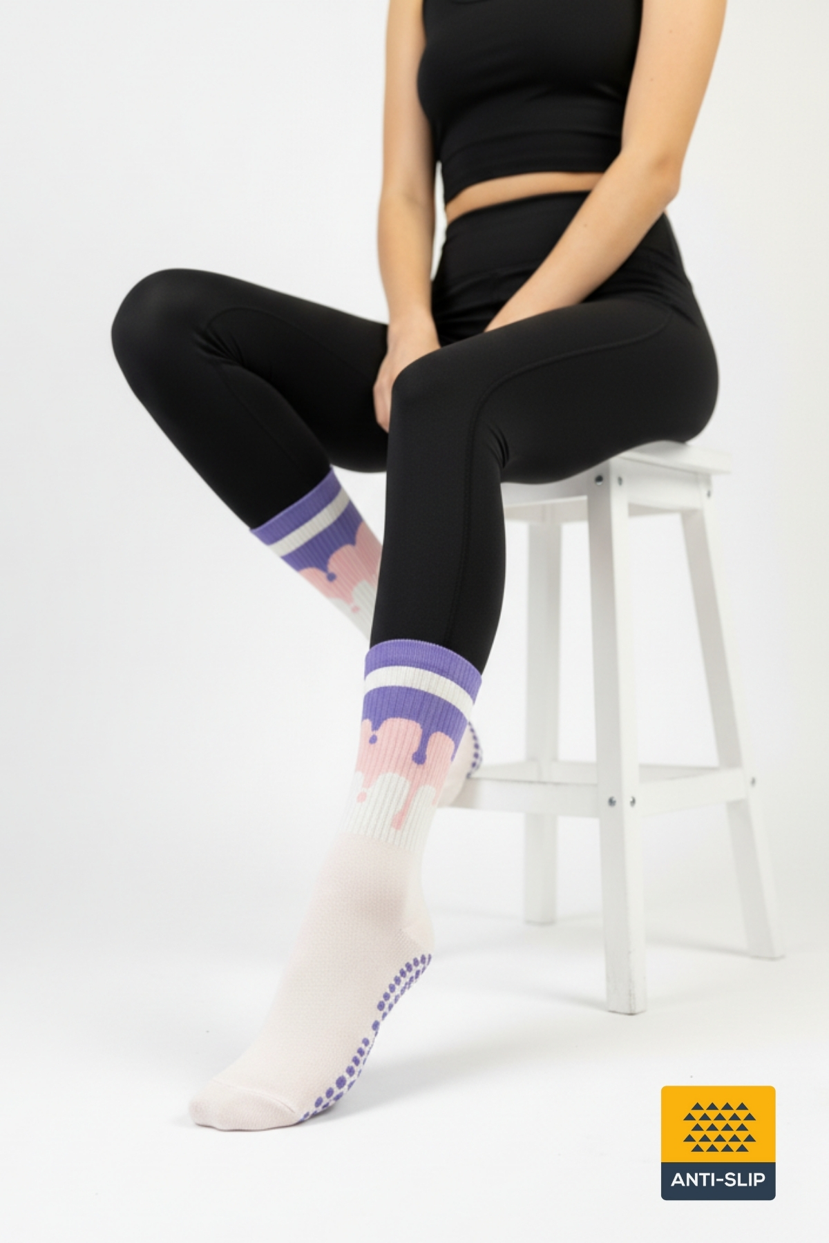 Original Women's New Season Drop Patterned Trend Model Pilates and Yoga Non-Slip Sole Socks 1 Pair