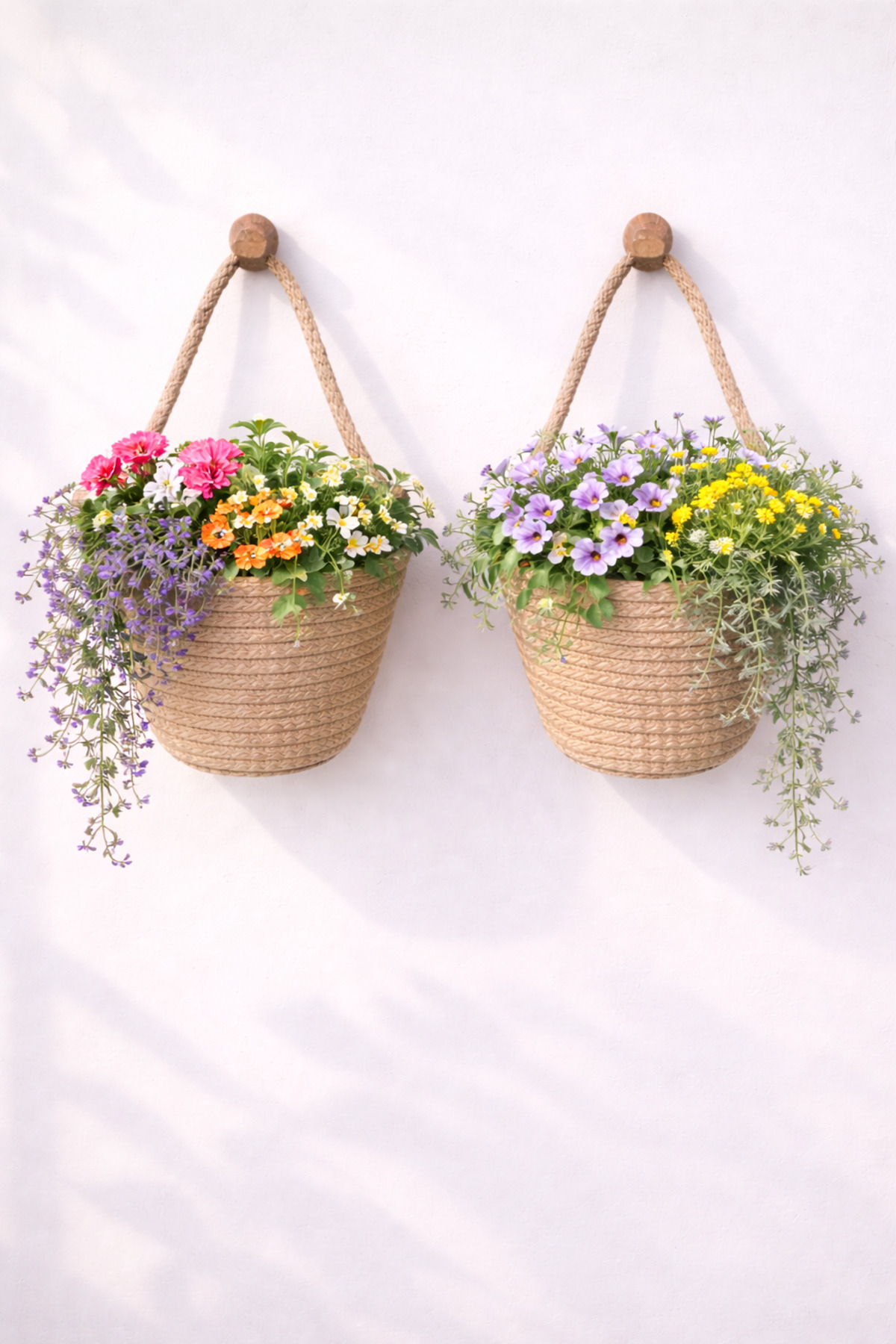 ÖRGÜM Set dekorativnih korpi od 2 mini korpe sa veštačkim cvećem 12x10 cm. VI...