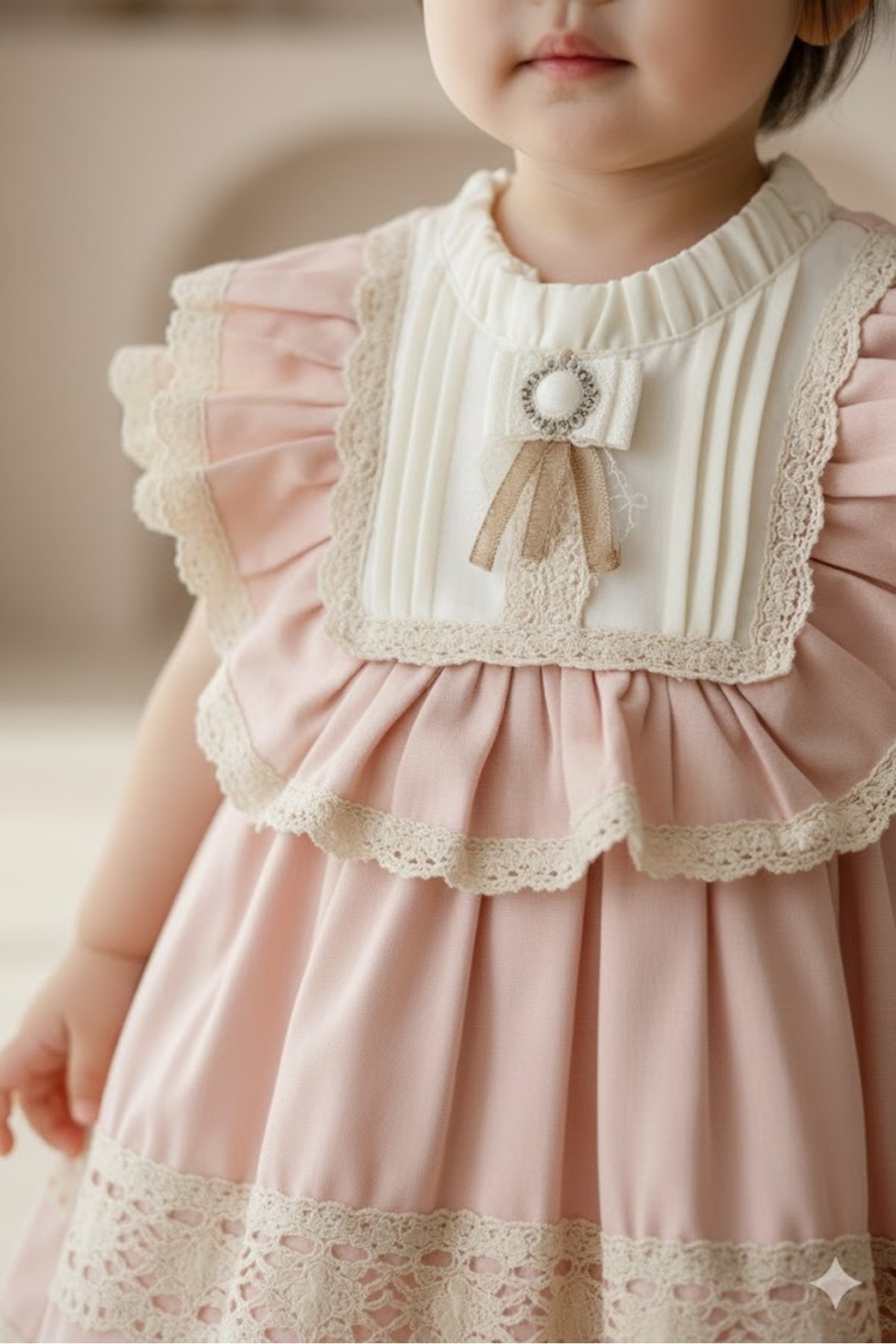 PARK BEBE Kız Bebek Abiye Eski Zaman Elbisesi Toka Aksesuarlı 9-24 Ay fotoğrafı 2 (önizleme)