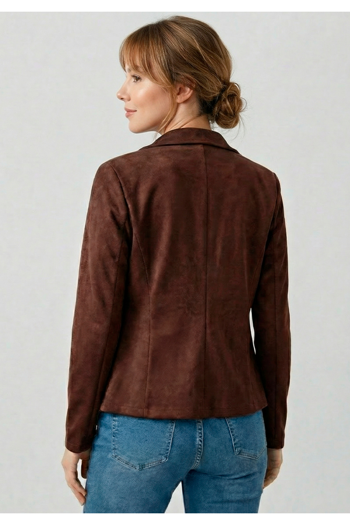 Little Visqon  Kadın Uzun Kollu Önü Açık Yakalı Süet Ceket - Görsel 7