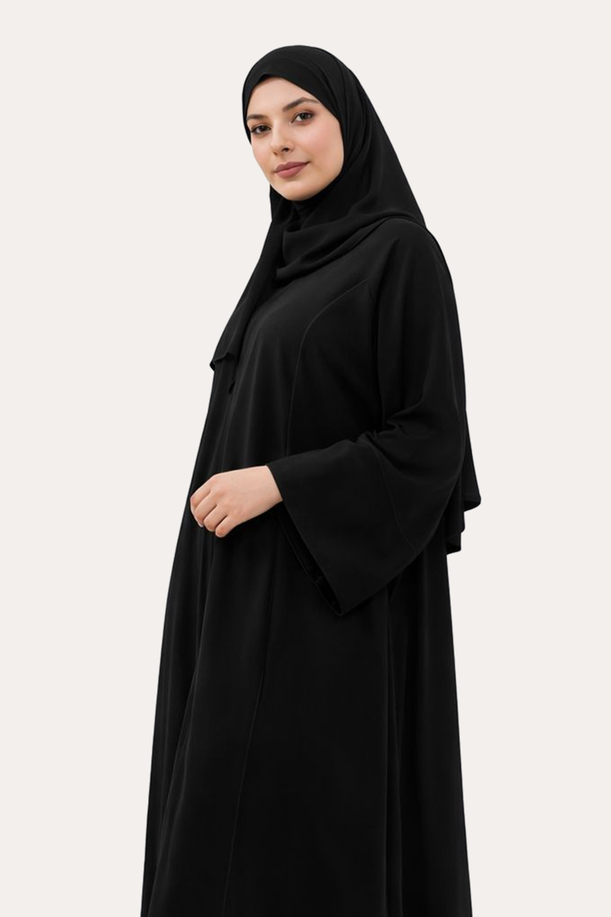 عباية كويتي كريب ملكي باللون الأسود