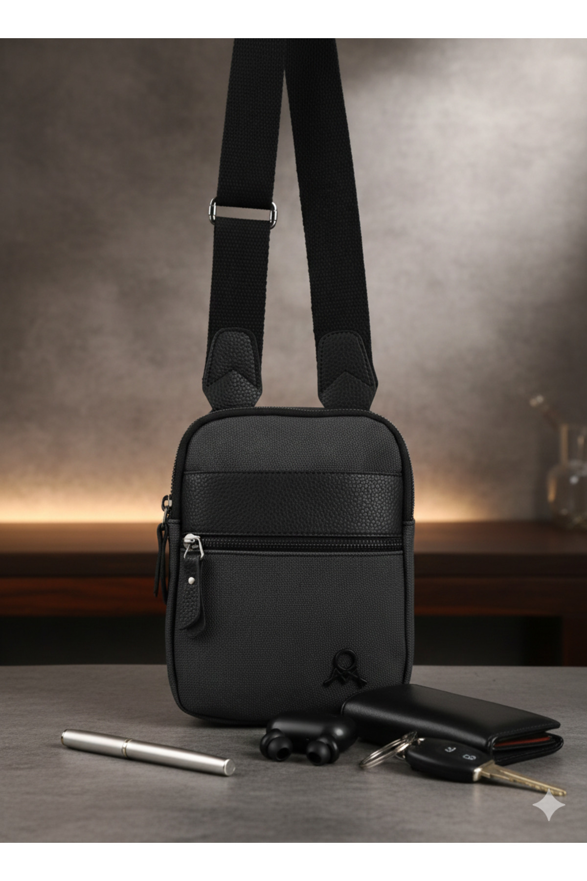 KASVA DERİ  3 Bölmeli Fermuarlı Ayarlanabilir 1.Kalite Çapraz Askılı Omuz Çantası Çapraz Çanta