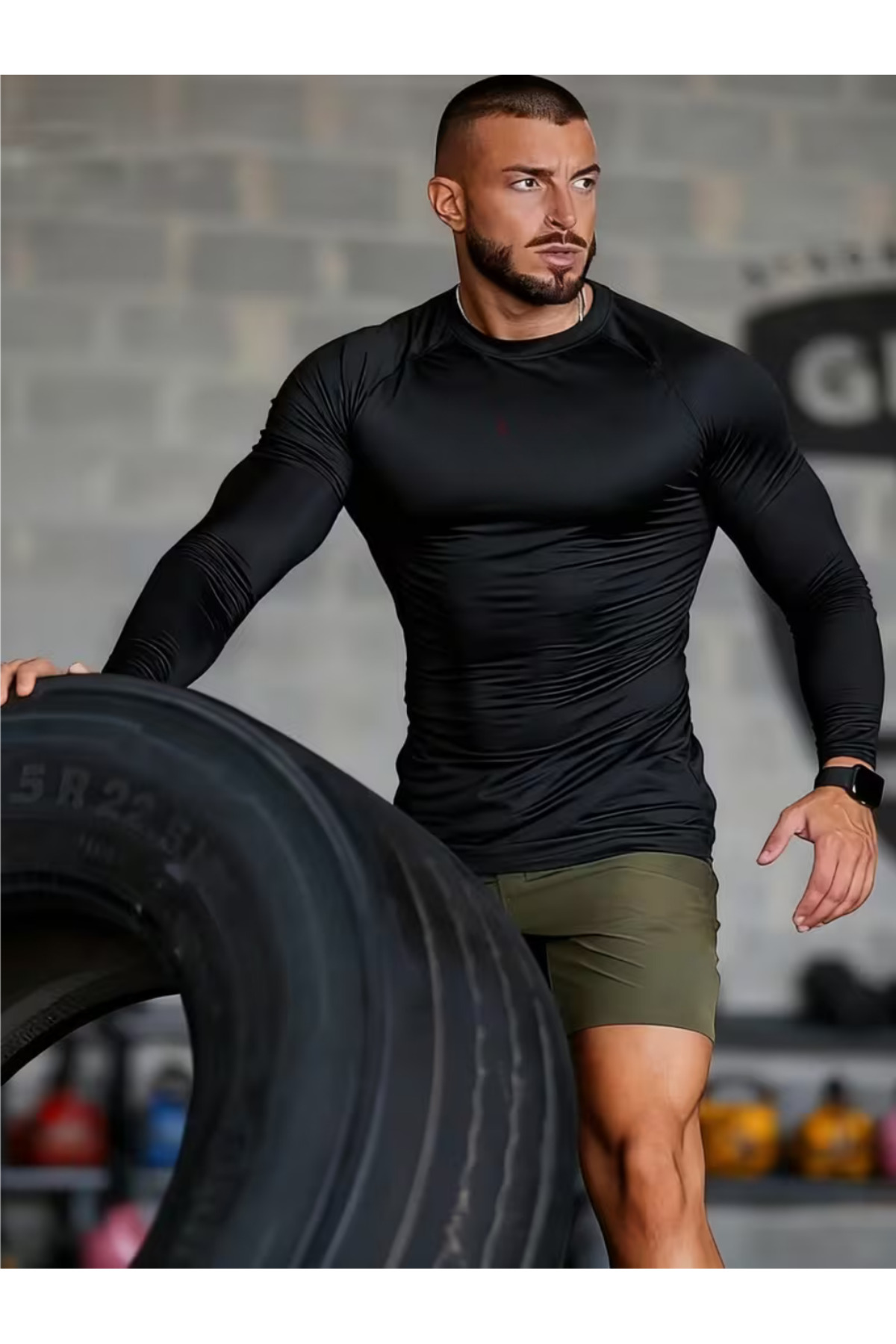 AY10 Compression Uzun Kol Futbol Body Uzun Kol Fitness Body Gym Body Sporcu Uzun Kol Fitness Body Siyah görsel 5